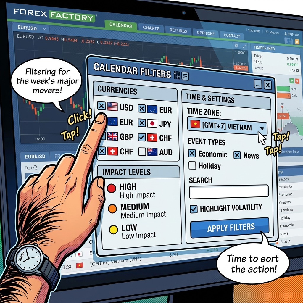 Cài đặt bộ lọc Forex Factory theo giờ Việt Nam GMT+7
